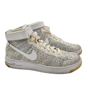 Nike Womens Air Force 1 AF1 Flyknit RARE MID White Ivory Grey Shoes Size 10